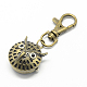 Rétro porte-clés accessoires alliage hibou montre à quartz pour porte-clés WACH-R009-005AB-1