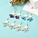Star with Cluster Chip Beads Long Dangle Earrings EJEW-JE04686-3