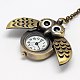 Antique Bronze Alloy Owl Wing Design Openable Pendant Pocket Watch Necklaces with Iron Chains WACH-M011-01-3