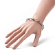Stretch-Armband aus Glasimitat aus grünem Quarz und Messingperlen für Damen BJEW-JB09187-3