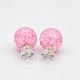Acrylic Crackle Ball Double Sided Ear Studs X-EJEW-O007-G06A-1