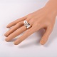 Alloy with Rhinestone and Acrylic Pearl Beads Cuff Rings RJEW-JL039-S-3