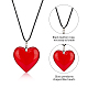 FIBLOOM 5Pcs 5 Colors Heart Glass Pendant Necklaces Set with Waxed Cord for Women NJEW-FI0001-05-3