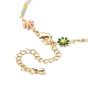 Bracelet de cheville en laiton fait à la main avec chaîne à maillons de fleur de marguerite pour femme AJEW-AN00533-5