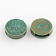 Antique Bronze & Green Patina Plated Flat Round Zinc Alloy Slide Charms X-PALLOY-Q307-11-NR-1
