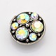Flat Round Antique Silver Zinc Alloy Grade A Rhinestone Jewelry Snap Buttons SNAP-O020-06C-NR-1