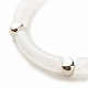 White Acrylic Curved Tube Chunky Stretch Bracelet with CCB Plastic for Women BJEW-JB08126-01-4
