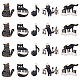 スーパーファインディング 20 個 5 スタイル音楽テーマチャーム  合金エナメルチャーム  ピアノと楽譜を持つ猫  ブラック  20~28x17~28x1.2mm  穴：2mm  4個/スタイル ENAM-FH0001-47-1