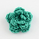 手作りのウール織りカボション  花  ミディアムシーグリーン  36x9mm WOVE-R046-06-1