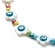 Natural Shell Flower with Evil Eye & Glass Seed Beaded Necklace Stretch Bracelet SJEW-JS01248-5