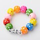 Dyed Wood Drum Beads Stretch Bracelets for Kids BJEW-JB01426-1