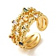 Rack Plating Brass Micro Pave Colorful Cubic Zirconia Open Cuff Rings RJEW-M162-06G-1
