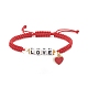 Bracelet de perles tressées word love avec breloque cœur en alliage d'émail BJEW-JB07834-4
