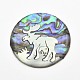 Abalone Shell/Paua ShellFlat Round with Christmas Reindeer/Stag Cabochons SSHEL-E551-21-2