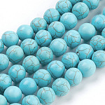 Chapelets de perles en turquoise synthétique, ronde, turquoise, 10mm, Trou: 1.5mm, À propos À propos 40 perle / Chapelet