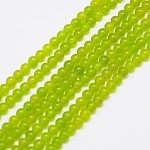 Malaysia naturale filamenti di perline giada, perline rotondo tinti, giallo verde, 4mm, Foro: 1 mm, circa 92pcs/filo, 15 pollice