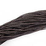 Cordones trenzados de cuero de imitación, fornituras de pulsera redondas, coco marrón, 3x3mm, alrededor de 103.89 yarda (95 m) / paquete