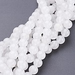 Chapelets de perles de jade blanche naturelle, ronde, 8mm, Trou: 1mm, Environ 47 pcs/chapelet, 15 pouce