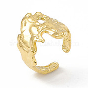 Ion Plating(IP) 304 Stainless Steel Wide Flower Open Cuff Ring for Women RJEW-G275-05G