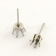 304 Stainless Steel Post Stud Earring Settings STAS-R063-58