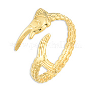 Ion Plating(IP) 201 Stainless Steel Fishbone Wrap Open Cuff Ring for Women RJEW-N038-101LG