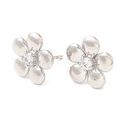 Серьги-гвоздики из латуни с прозрачными фианитами EJEW-Q770-10P