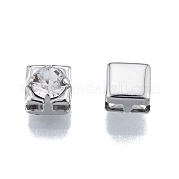 Perle di zirconi cubici trasparenti in micro pavè di ottone KK-G432-11A-P