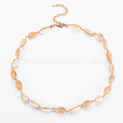 Halskette und Armband aus natürlichen Muschelperlen&nbsp;SJEW-T002-01