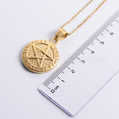 Collares con colgante de pentagrama vikingo de acero inoxidable estilo punk vintage unisex.&nbsp;CH3922