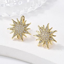Creolen-Ohrring mit klarem Zirkonia in Sonnenform&nbsp;EJEW-C002-10G-RS