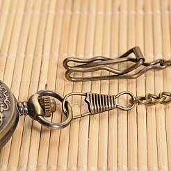 Öffnenden flach rund mit Drachen-Legierung Glas Anhänger Taschenuhr&nbsp;WACH-L024-10