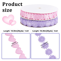 2 Rolle 2 Stile Herz & Blume Polyester Spitzenband&nbsp;OCOR-PH0004-66B
