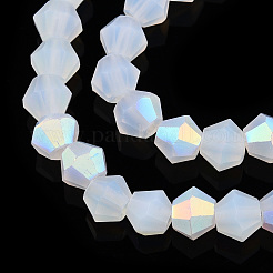 Nachahmung von Doppelkegel-Perlensträngen aus mattiertem Jade&nbsp;GLAA-F029-JM4mm-A05