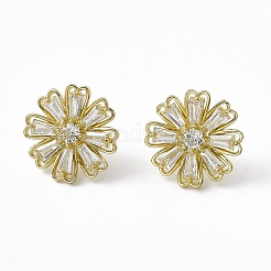 Aretes de flor de zironia cúbica transparente&nbsp;EJEW-F294-07G