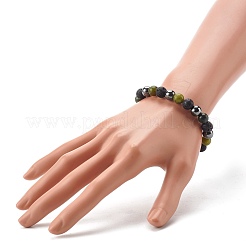 Rundes Stretch-Armband aus natürlicher Jade & Lavagestein & synthetischem Hämatit&nbsp;BJEW-JB06657-02