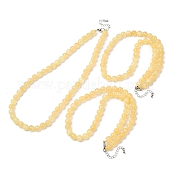 Colliers de perles rondes en jade de soie doré naturel de qualité A de 8 mm&nbsp;GG-CBAA808-03P-B
