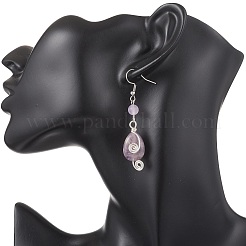 Natürliche Amethyst Teardrop baumeln Ohrringe&nbsp;EJEW-JE06719