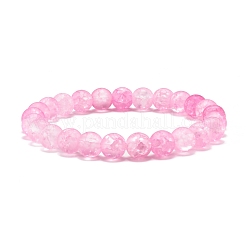 Bracelet extensible en perles de verre craquelées rondes de couleur bonbon de 8 mm pour fille et femme&nbsp;BJEW-JB07180