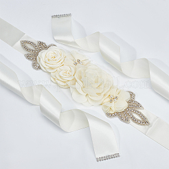 Brautgürtel mit Strass-Blume und ABS-Perlenimitat&nbsp;AJEW-WH0348-119B