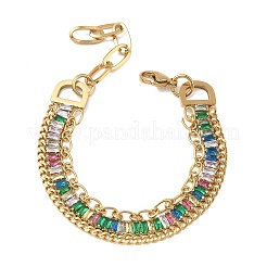 Bracelets à double chaîne en acier inoxydable 304 et verre pour femmes&nbsp;BJEW-F540-10G