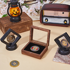 Cajas magnéticas para monedas conmemorativas con ventana visible de madera rectangular&nbsp;CON-DC0001-25