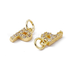 Véritable micro-pavé en laiton plaqué 18k or véritable breloques en zircone cubique transparente&nbsp;KK-E068-VB452-P