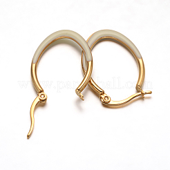 Ovale Creolen aus Emaille aus 304 Edelstahl&nbsp;EJEW-L139-12G