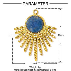 304 Edelstahl mit natürlichen Lapislazuli-Anhängern&nbsp;STAS-OY001-67G