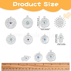 16 Stück 8 Stil Augenmotiv 304 Edelstahl Strass Anhänger&nbsp;STAS-SZ0002-85P