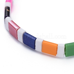 Bracelets extensibles de perles de rocaille de verre rectangle&nbsp;BJEW-JB05298-03