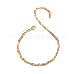 Pulseras de cadena de cable de latón con revestimiento de rejilla&nbsp;BJEW-G735-04G
