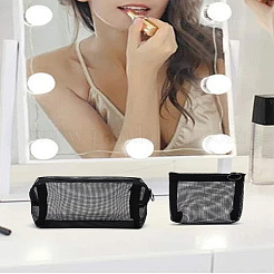 2 pz 2 stili di sacchetti cosmetici in garza di nylon con cerniera&nbsp;ABAG-LP0001--29B