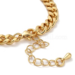 Messing-Mikropflaster-Armbänder mit klarem Zirkonia und dreifach hohlem Herz und kubanischen Gliederketten für Frauen&nbsp;BJEW-M322-05G-A