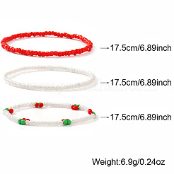 3 bracelet extensible rond en perles de verre de Noël (3 couleurs)&nbsp;WK9106